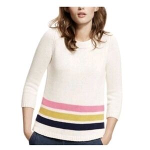 Boden Women's Size 12 Darcy Striped Sweater 3/4 Sleeve 100% Cotton